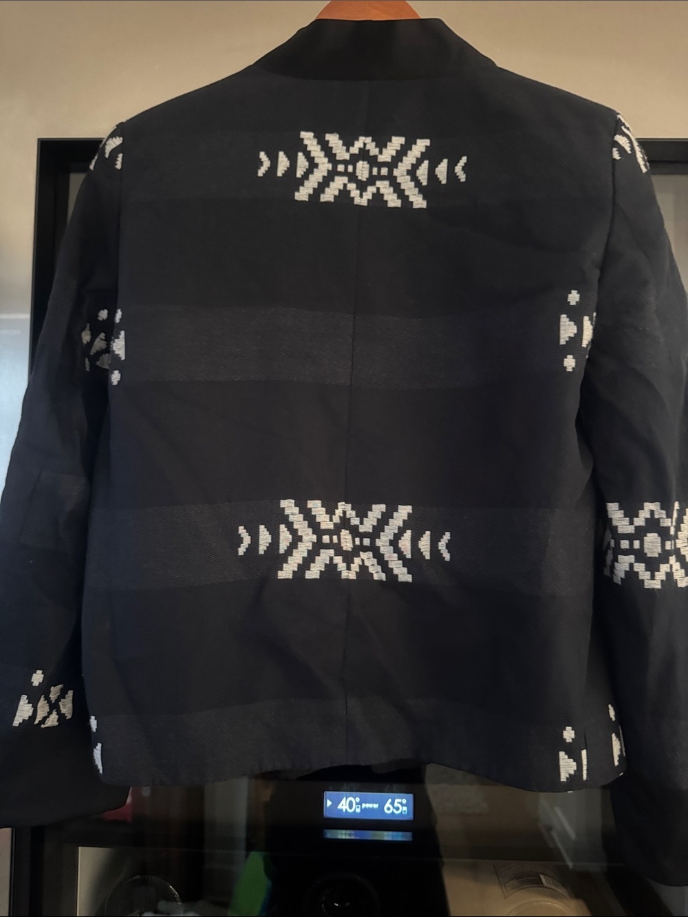 Zara Black Southwestern Jacquard Open Front Blazer Jacket Size M - Picture 5 of 6
